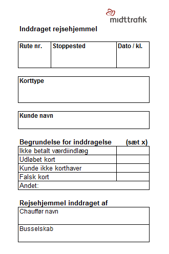 Billede der viser skemaet vedr. inddraget rejsehjemmel.