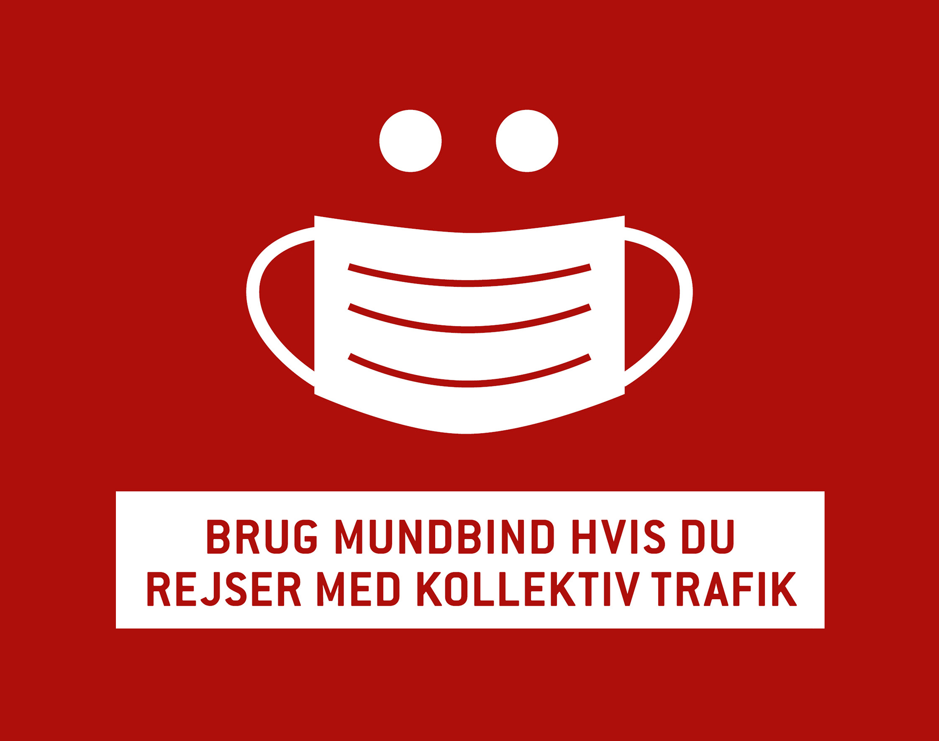 Grafik der viser et mundbind og med teksten: Brug mundbind hvis du rejser med kollektiv trafik