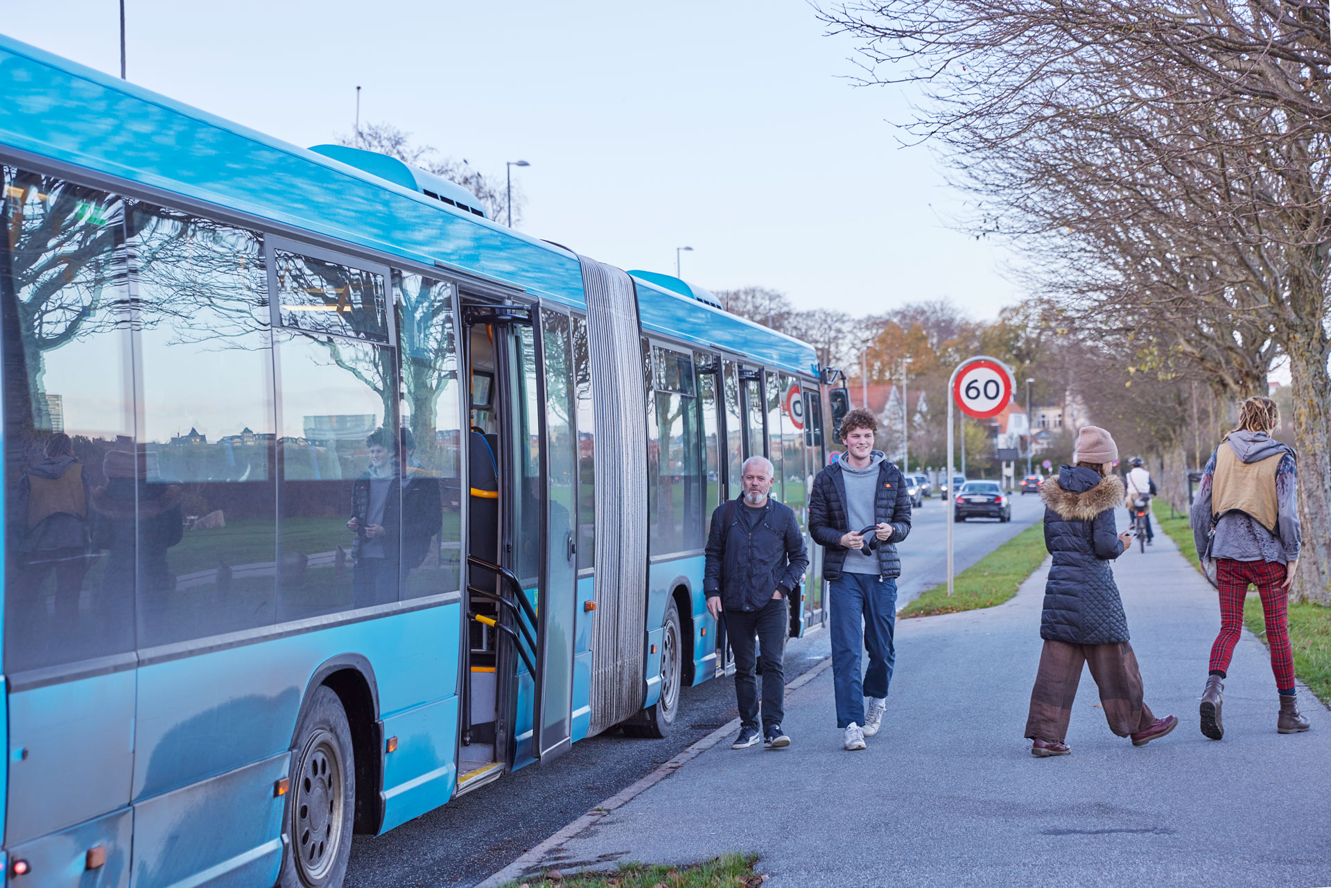 Blå regional bus i Aarhus.