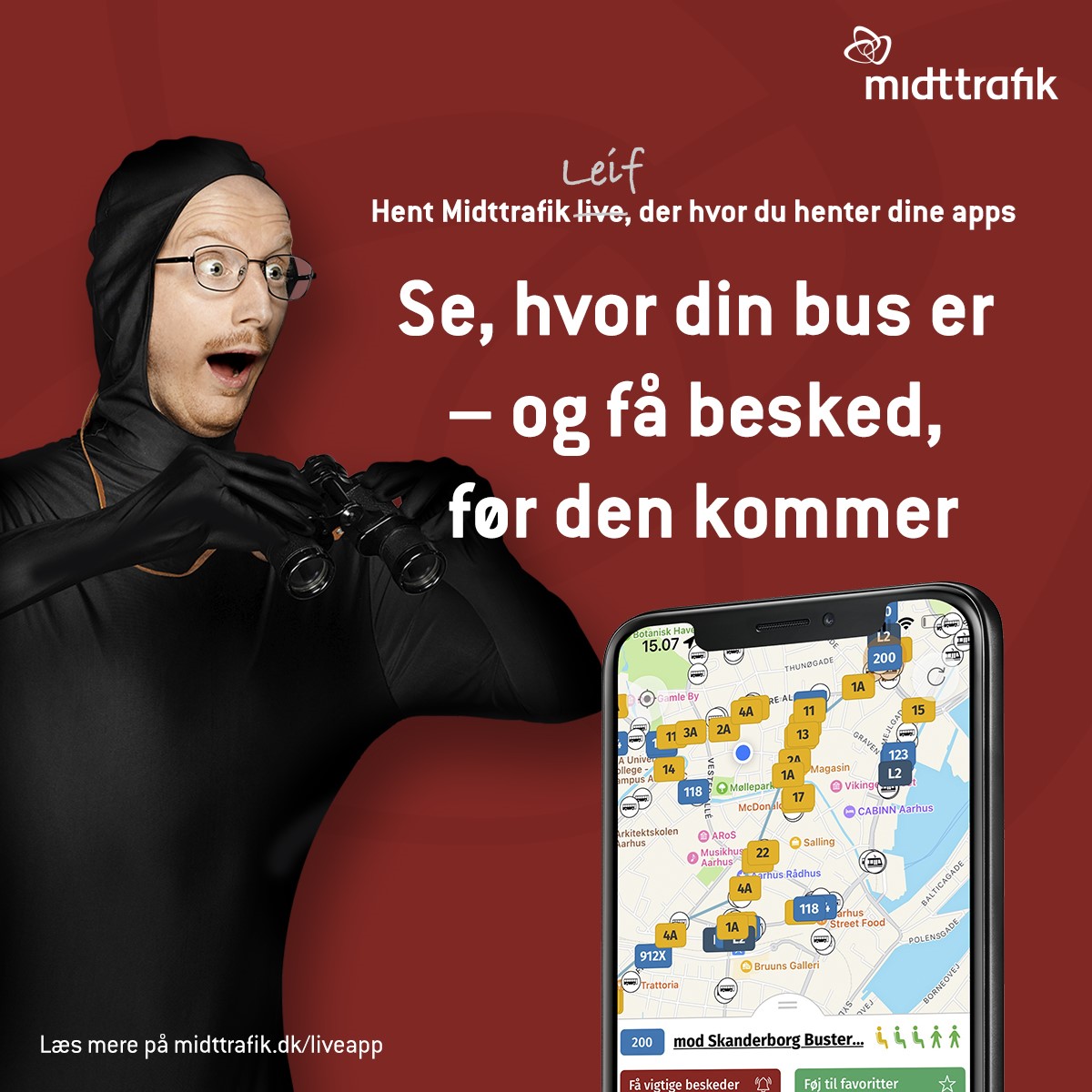 Midttrafik live app - Se, hvor din bus er