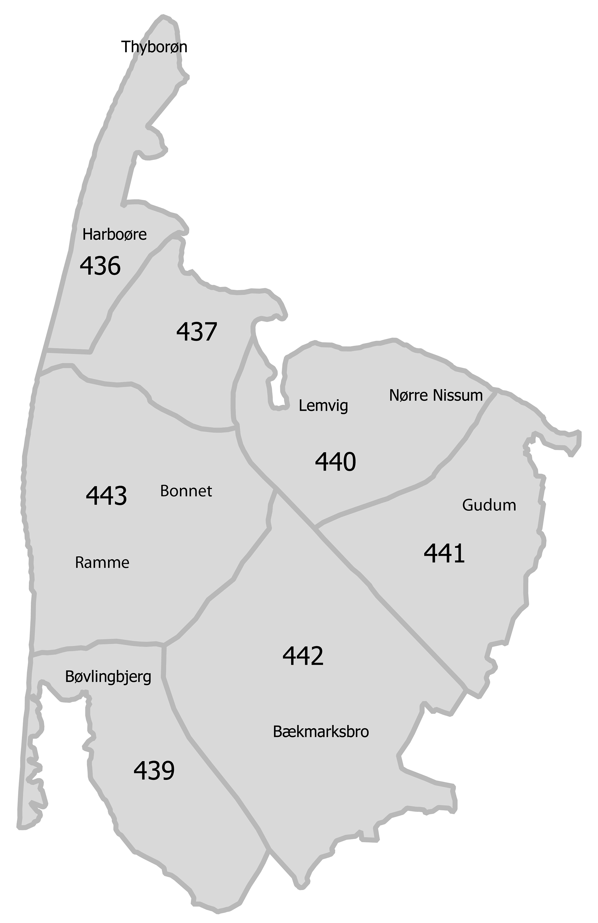 Kort over alle zoner i Lemvig Kommune.