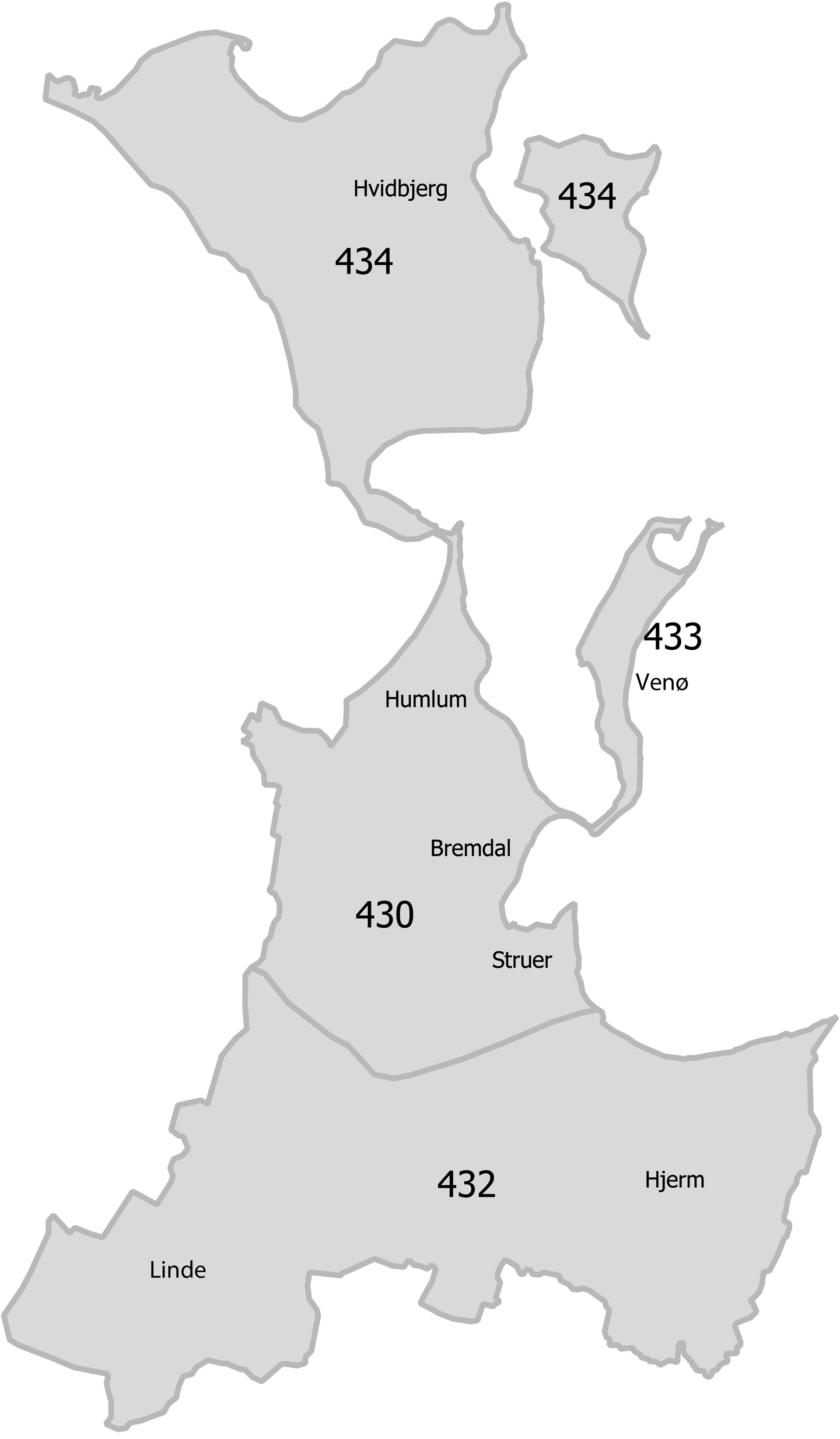 Kort over alle zoner i Struer Kommune.