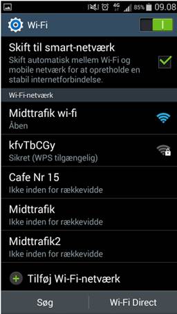 Indstillinger på telefonen wifi - skift til smart-netværk